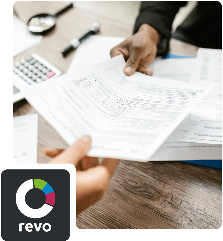 Legal document signing with revo logo
